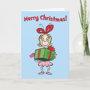 Grinch Cindy-Lou Who - Geschenk haltend Feiertagskarte