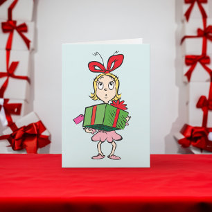 Grinch   Cindy-Lou Who - Geschenk haltend Feiertagskarte