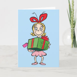 Grinch Cindy-Lou Who - Geschenk haltend Feiertagskarte
