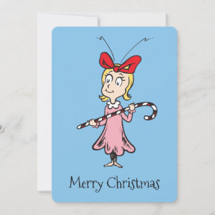 Grinch   Cindy-Lou Who - Hält einen Zuckerstock Feiertagskarte