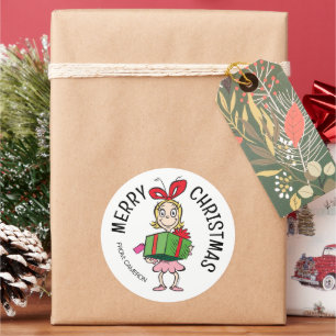 Grinch   Cindy-Lou Who   Weihnachtsgeschenk-Anhäng Runder Aufkleber