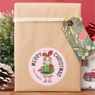 Grinch Cindy-Lou Who Weihnachtsgeschenkanhänge Runder Aufkleber
