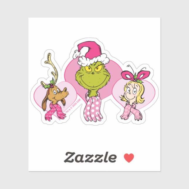 Grinch Crew in Pink Valentine's Portrait Aufkleber (Blatt)