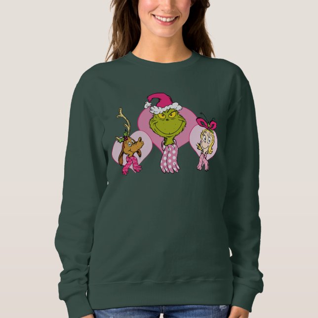Grinch Crew in Pink Valentine's Portrait Sweatshirt (Vorderseite)