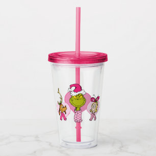 Grinch-Crew in rosa Valentinsporträt Acryltrinkbecher