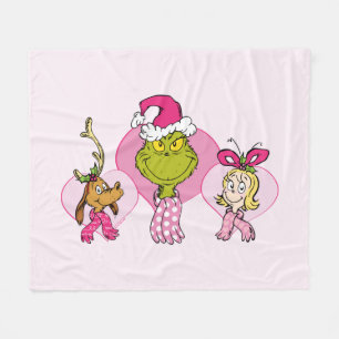 Grinch-Crew in rosa Valentinsporträt Fleecedecke
