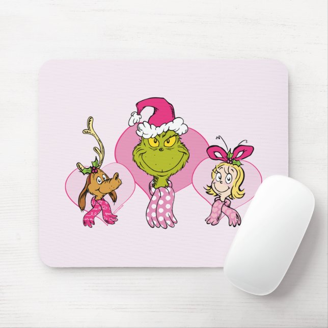 Grinch-Crew in rosa Valentinsporträt Mousepad (Mit Mouse)