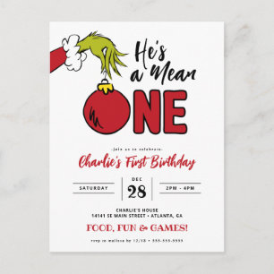 Grinch Er ist ein Böser 1st Geburtstag Postkarte
