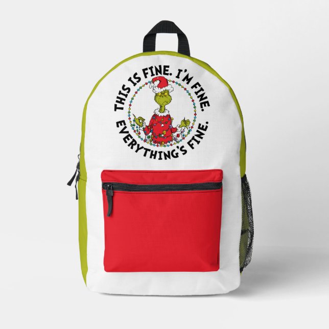 Grinch | Everything's Fine Bedruckter Rucksack (Vorderseite)