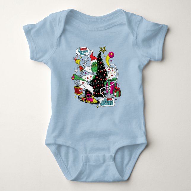 Grinch farbenfrohe Weihnachtsgrafik Baby Strampler (Vorderseite)