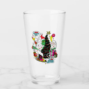 Grinch farbenfrohe Weihnachtsgrafik Glas
