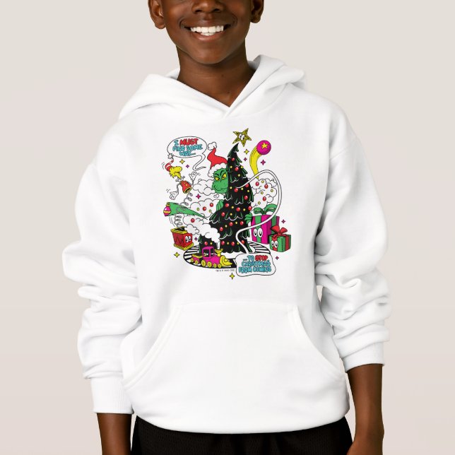 Grinch farbenfrohe Weihnachtsgrafik Hoodie (Vorderseite)