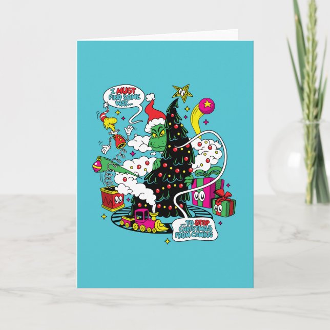 Grinch farbenfrohe Weihnachtsgrafik Karte (Vorderseite)