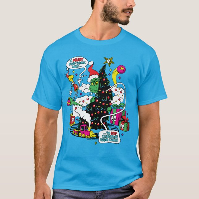 Grinch farbenfrohe Weihnachtsgrafik T-Shirt (Vorderseite)