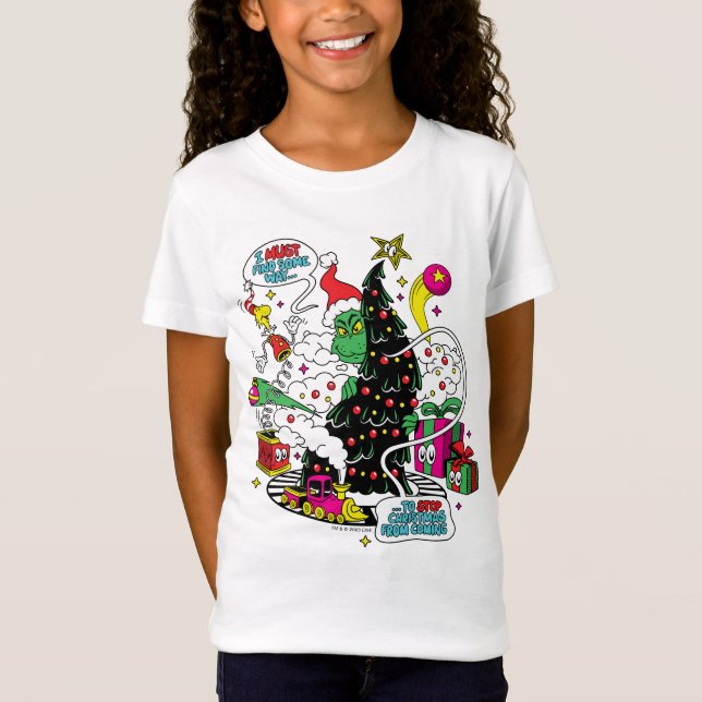 Grinch farbenfrohe Weihnachtsgrafik T-Shirt (Vorderseite)