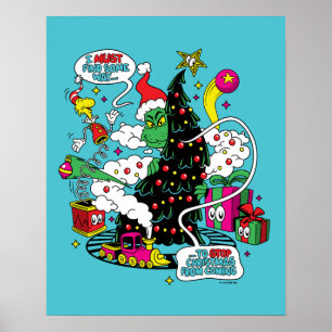 Grinch Farbige Weihnachtsgrafik Poster