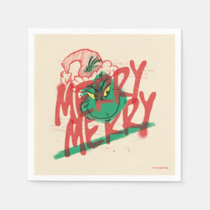 Grinch Fröhliches Grunge-Grafik Serviette