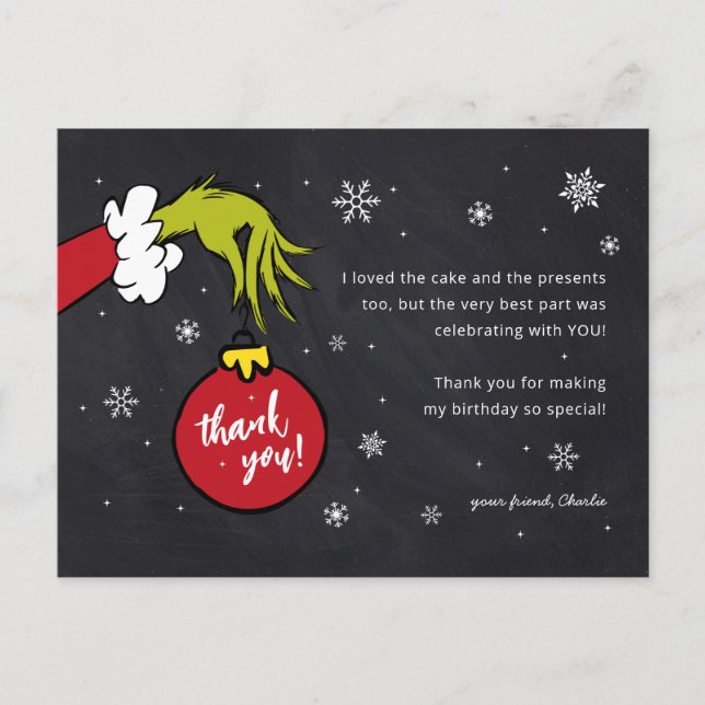 Grinch Gemein One Geburtstag Danke Postkarte (Vorderseite)