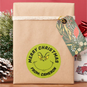 Grinch Gesicht Frohe Weihnachten Runder Aufkleber
