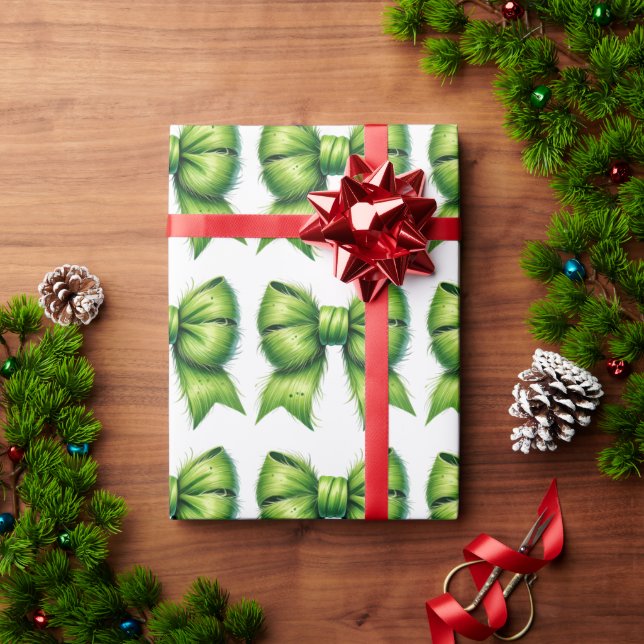 Grinch Green Bow Weihnachtsgeschenk Geschenkpapier (Feiertagsgeschenk)