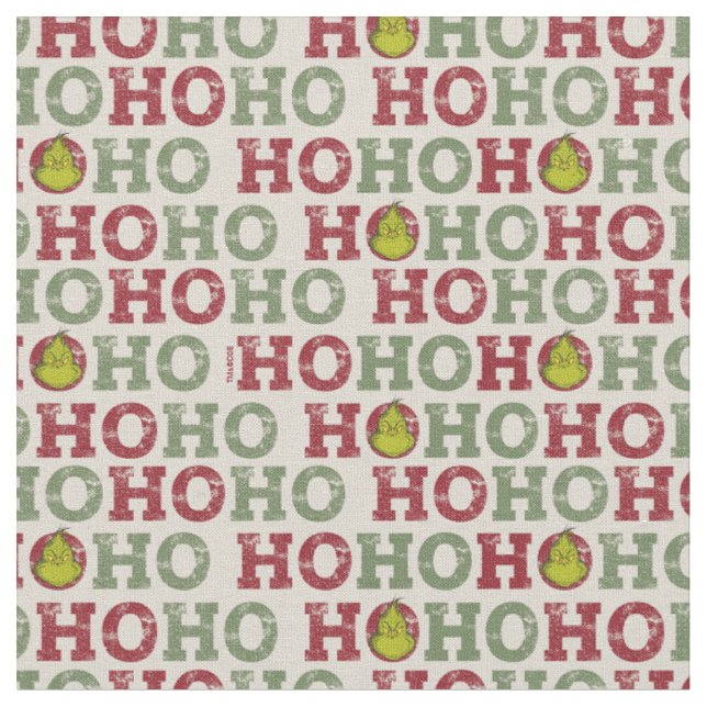 Grinch | Ho Ho Ho Muster Stoff (Nahaufnahme)