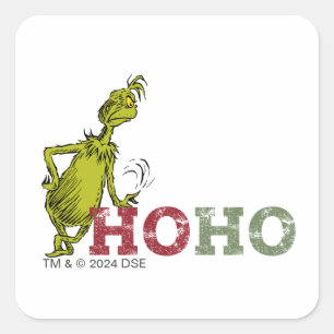 Grinch Ho Ho Ho Quadratischer Aufkleber