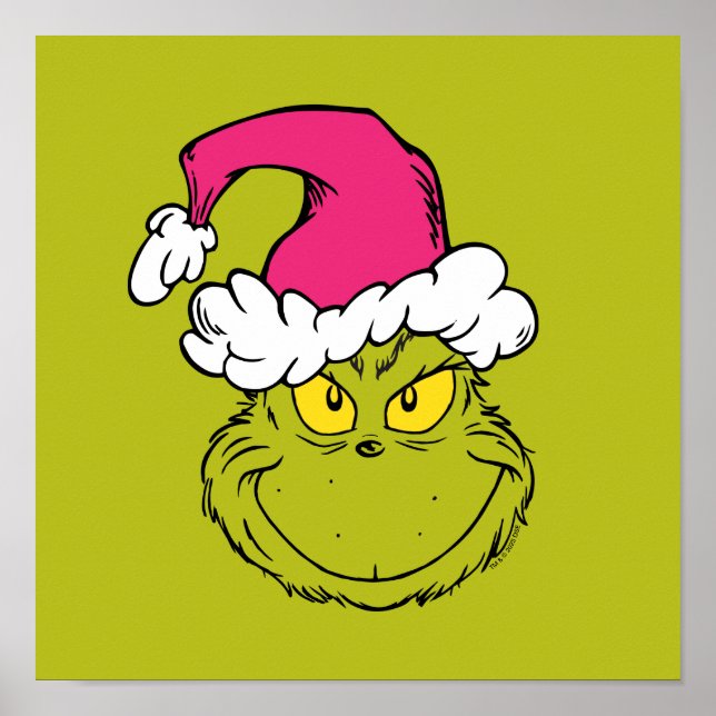 Grinch in Pink Santa Hat Poster (Vorne)