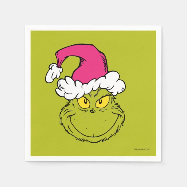 Grinch in Pink Santa Hat Serviette (Vorderseite)