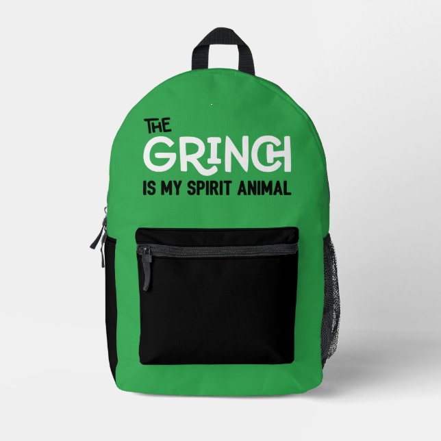 Grinch ist mein Spirit Animal Zitat Bedruckter Rucksack (Vorderseite)
