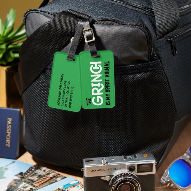 Grinch ist mein Spirit Animal Zitat Gepäckanhänger (Vorderseite & Rückseite)