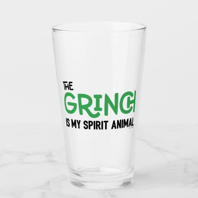 Grinch ist mein Spirit Animal Zitat Glas (Vorderseite)