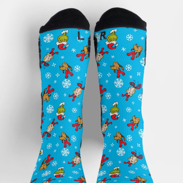 Grinch, Max & Cindy-Lou, der das Muster schneebebe Socken (Oben)
