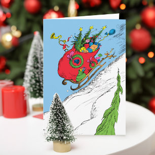 Grinch & Max Flucht-Schlitten Feiertagskarte