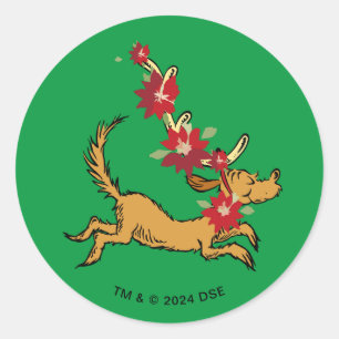 Grinch Max Weihnachts-Poinsettie Runder Aufkleber