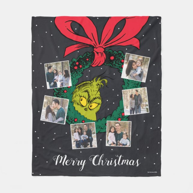 Grinch Merry Grinchmas Family Photo Christmas Flee Fleecedecke (Vorderseite)