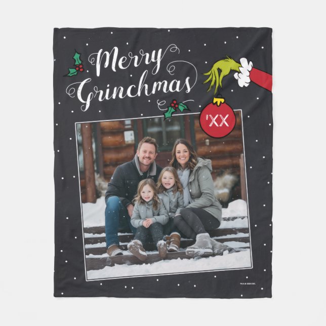 Grinch Merry Grinchmas Family Photo Christmas Flee Fleecedecke (Vorderseite)