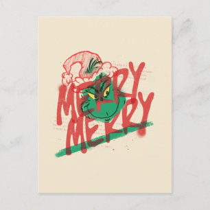 Grinch Merry Merry Grunge Grafik Postkarte