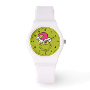 Grinch mit rosa Santa-Hut Armbanduhr