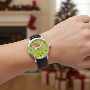 Grinch mit rosa Santa-Hut Armbanduhr