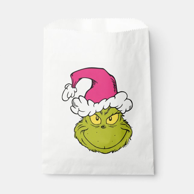 Grinch mit rosa Santa-Hut Geschenktütchen (Vorderseite)