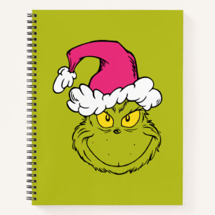 Grinch mit rosa Santa-Hut Notizbuch