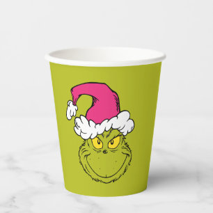 Grinch mit rosa Santa-Hut Pappbecher