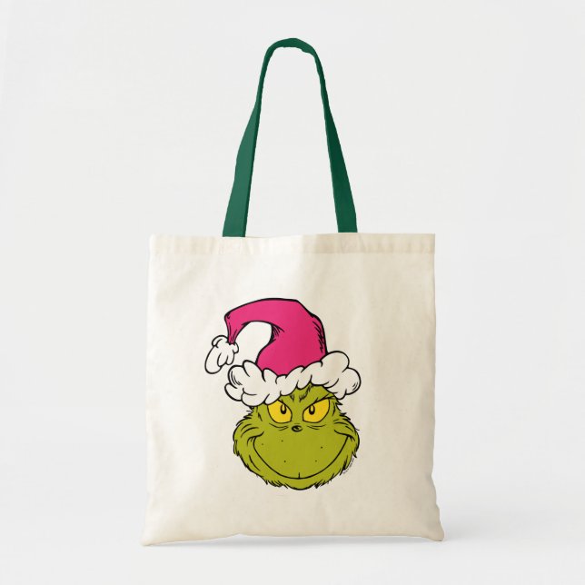 Grinch mit rosa Santa-Hut Tragetasche (Vorne)
