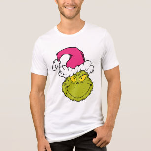Grinch mit rosa Santa-Hut Tri-Blend Shirt