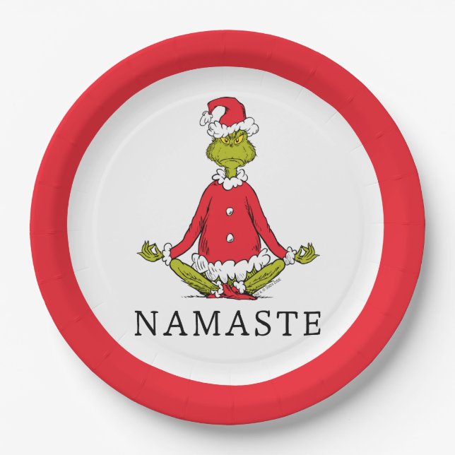Grinch | Namaste Weihnachtsmann Pappteller (Vorderseite)
