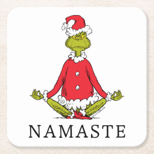 Grinch   Namaste Weihnachtsmann Rechteckiger Pappuntersetzer