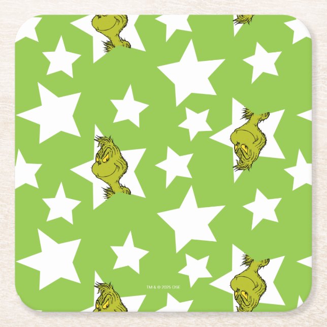 Grinch Peeking Star Pattern Rechteckiger Pappuntersetzer (Vorderseite)