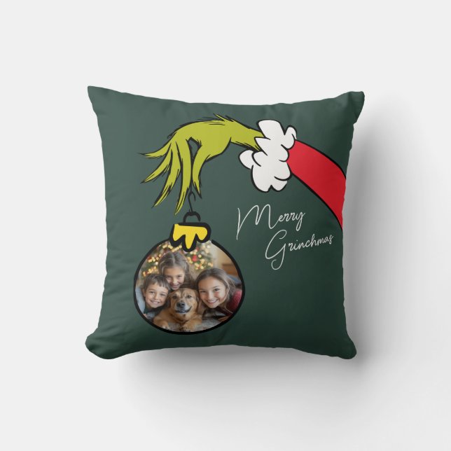 Grinch | Personalisiertes Ornament-Wurfkissen Kissen (Vorderseite)