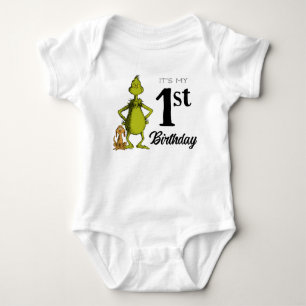 Grinch-Schultafel-Erster Geburtstag Baby Strampler