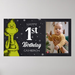 Grinch-Schultafel-Geburtstag Poster